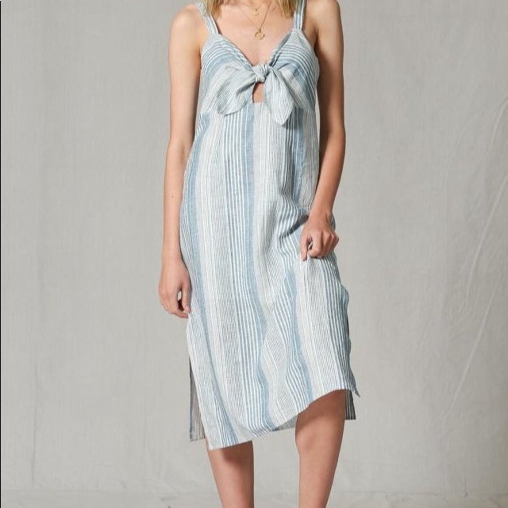 Denim/White Striped Midi Dress